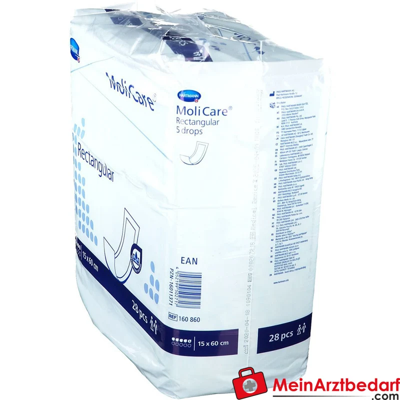 MoliCare Rectangular Rechteckvorlage 5 Tropfen 15 x 60 cm