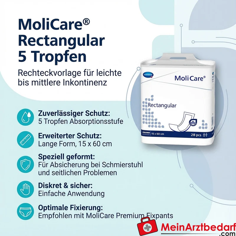 MoliCare Rectangular Rechteckvorlage 5 Tropfen 15 x 60 cm