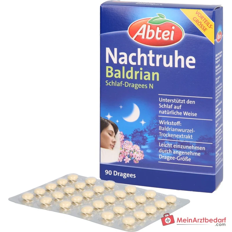 Abtei Nachtruhe Baldrian Baldrianwurzel-Trockenextrakt Schlaf-Dragees N, 90 St.