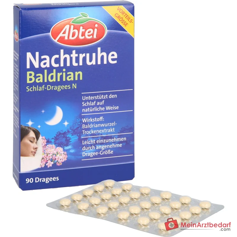 Abtei Nachtruhe Baldrian Baldrianwurzel-Trockenextrakt Schlaf-Dragees N, 90 St.