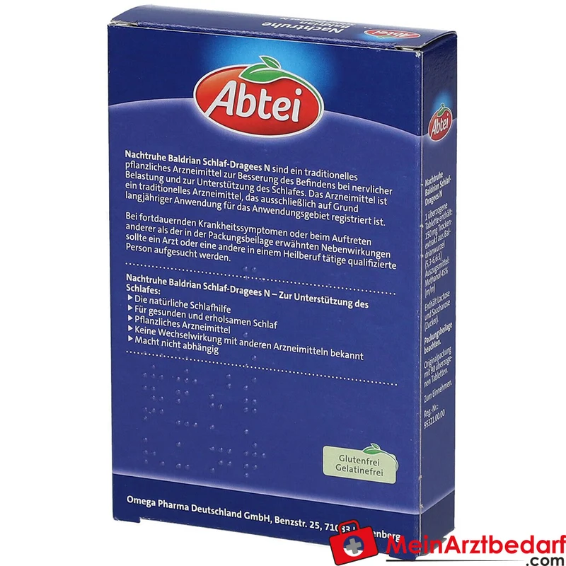 Abtei Nachtruhe Baldrian Baldrianwurzel-Trockenextrakt Schlaf-Dragees N, 90 St.