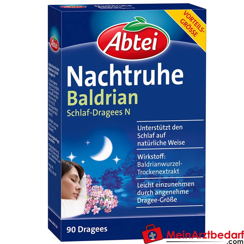 Abtei Nachtruhe Baldrian Baldrianwurzel-Trockenextrakt Schlaf-Dragees N, 90 St.