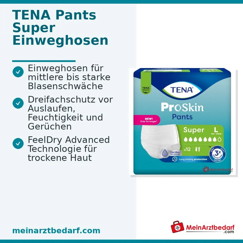 TENA Pants Super Einweghosen Large, 48 St. (4x12 St.)
