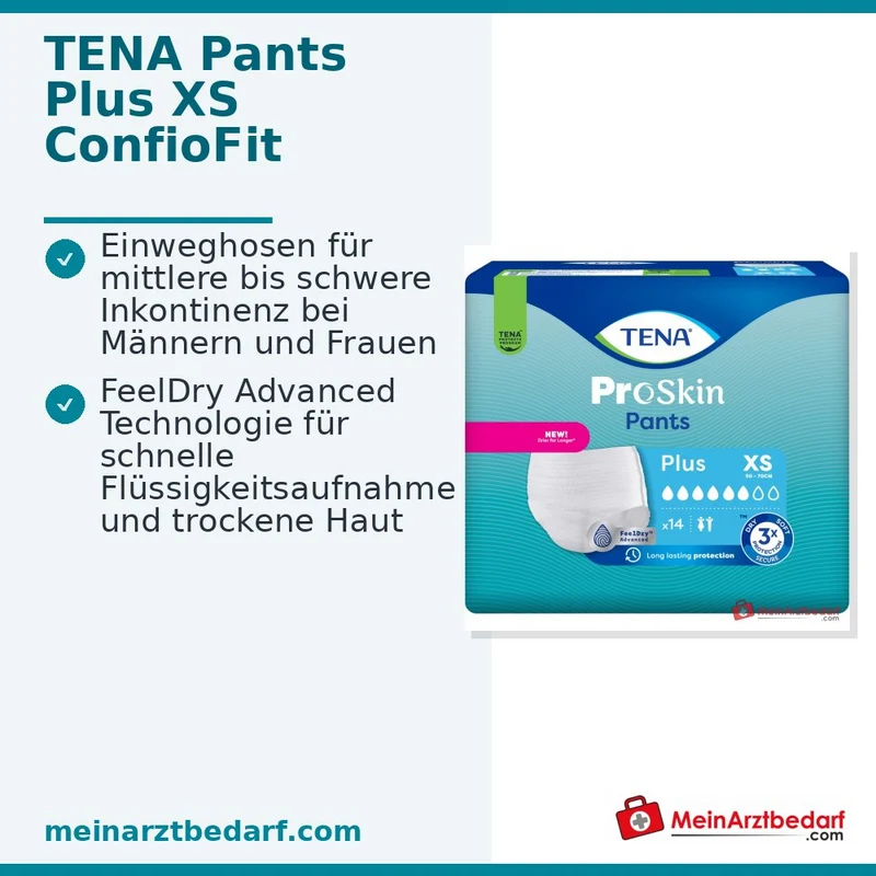 Tena Pants Plus ProSkin Einweghosen ConfioFit XS 50-70 cm, 56 St.