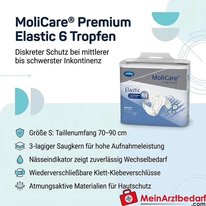 MoliCare Premium Elastic Inkontinenz-Slip 6 Tropfen Größe S (70–90 cm)