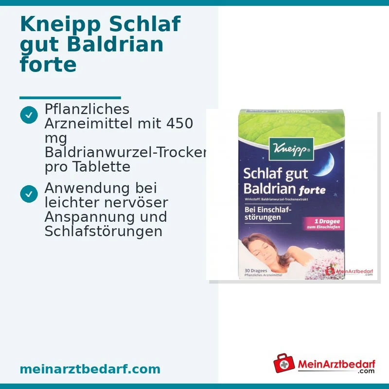 Kneipp Schlaf gut Baldrian forte 450 mg Baldrianwurzel‑Trockenextrakt überzogene Tabletten