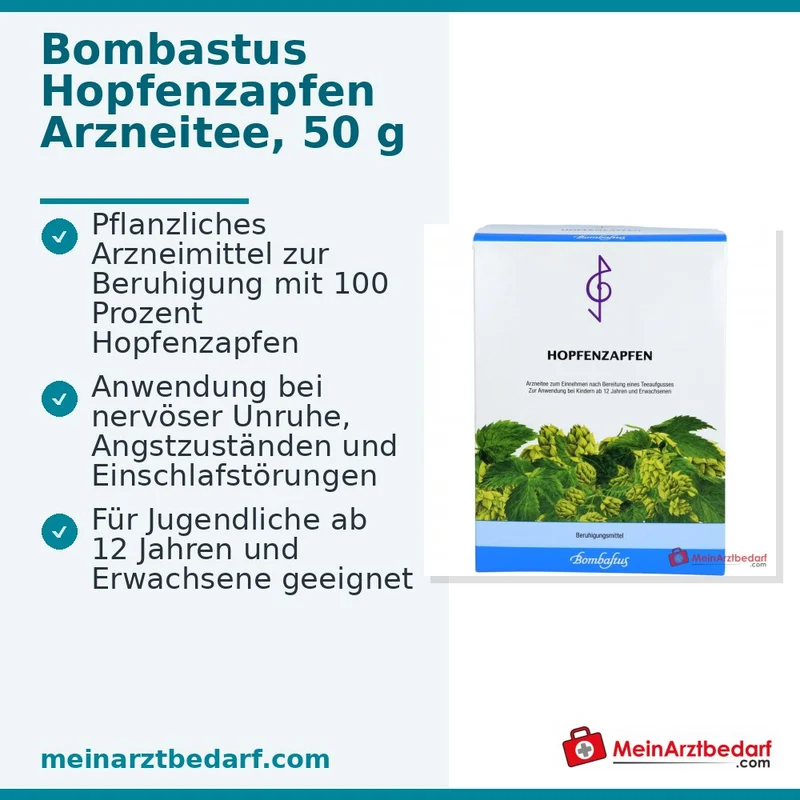 Bombastus Hopfenzapfen (Hopfenblüten) Tee zum Aufbrühen, 50 g