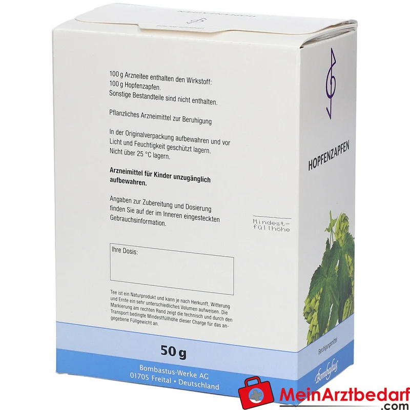Bombastus Hopfenzapfen (Hopfenblüten) Tee zum Aufbrühen, 50 g