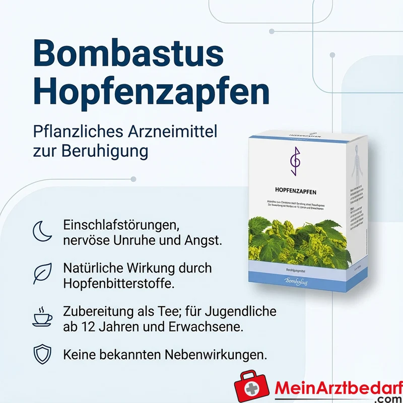 Bombastus Hopfenzapfen (Hopfenblüten) Tee zum Aufbrühen, 50 g