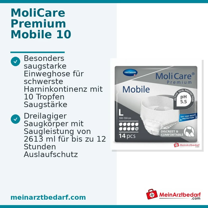 MoliCare Premium Mobile 10 Tropfen Einweghose Größe L, 14 St.