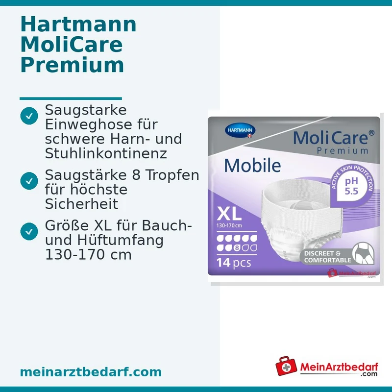 MoliCare Premium Mobile 8 Tropfen Einweghose XL, 56 St.