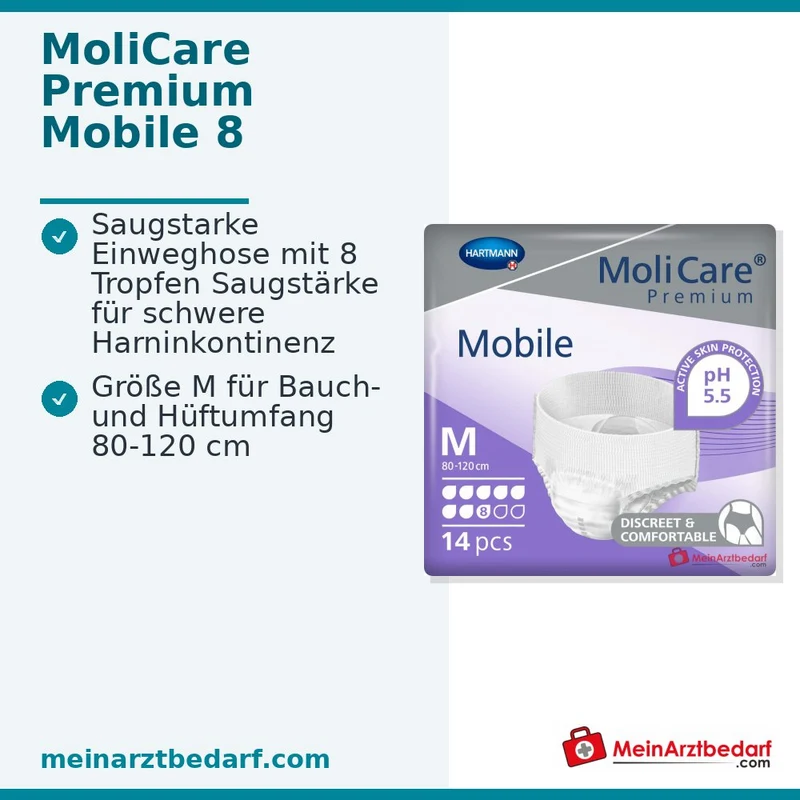 PAUL HARTMANN MoliCare Premium Mobile 8 Tropfen Einweghose, Größe M, 3x14 Stück