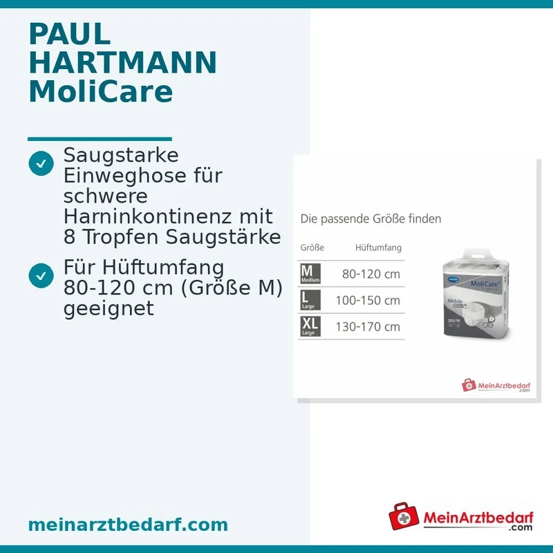 PAUL HARTMANN MoliCare Premium Mobile 8 Tropfen Einweghose, Größe M, 3x14 Stück