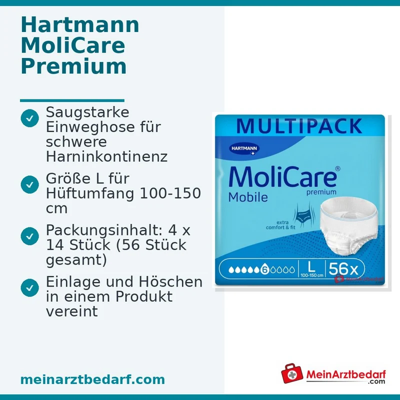 Hartmann MoliCare Premium Mobile 8 Tropfen Einweghose Größe L, 56 Stück