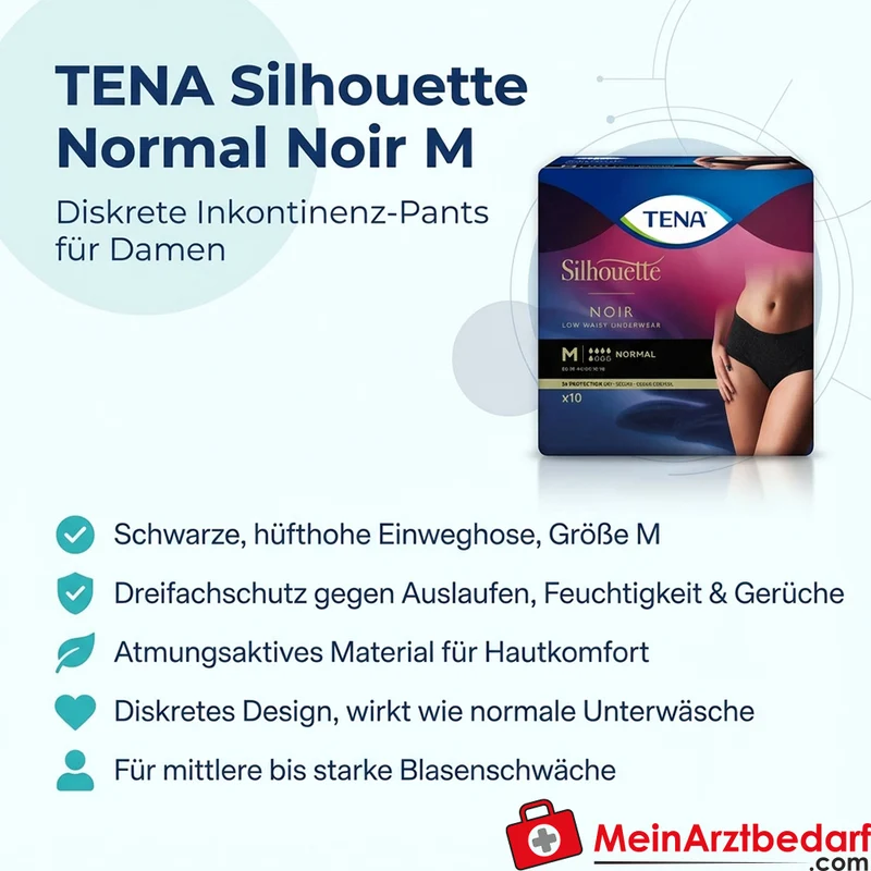 TENA Silhouette Normal Noir Inkontinenz-Pants M hüfthoch, Damen