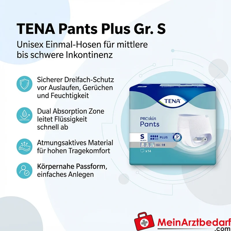 Tena Pants Plus Einweghosen bei mittlerer bis schwerer Inkontinenz, Größe S, 14 St.