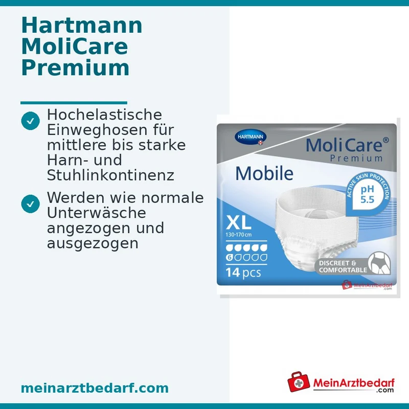 Hartmann MoliCare Premium Mobile 6 Tropfen Einweghosen Größe XL, 56 St. (4x14 St.)