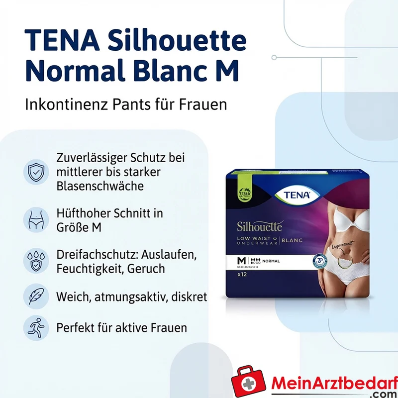 TENA Silhouette Normal Blanc Inkontinenz-Pants Hüfthose Gr. M mittlere bis starke Blasenschwäche