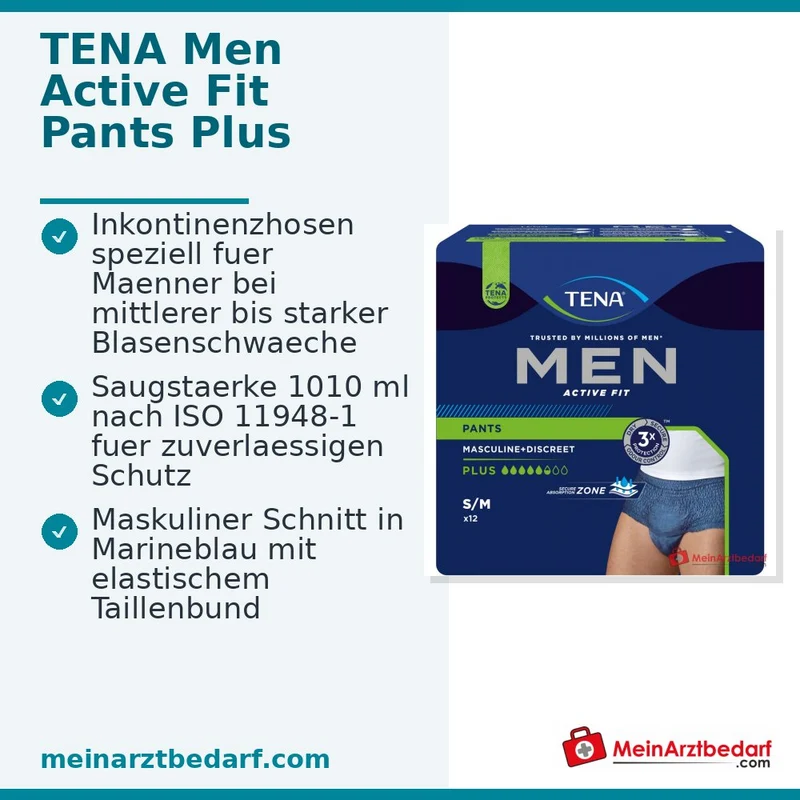 TENA Men Active Fit Pants Plus Einweghose S/M blau 48 Stück (4x12)