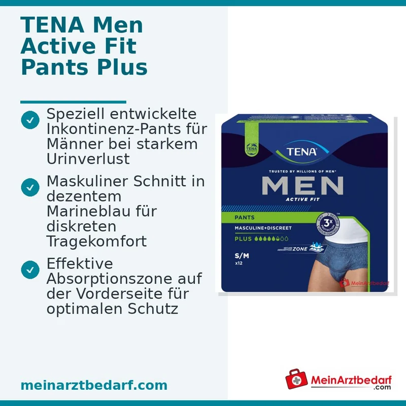 TENA Men Active Fit Pants Plus Einweghose S/M blau 48 Stück (4x12)