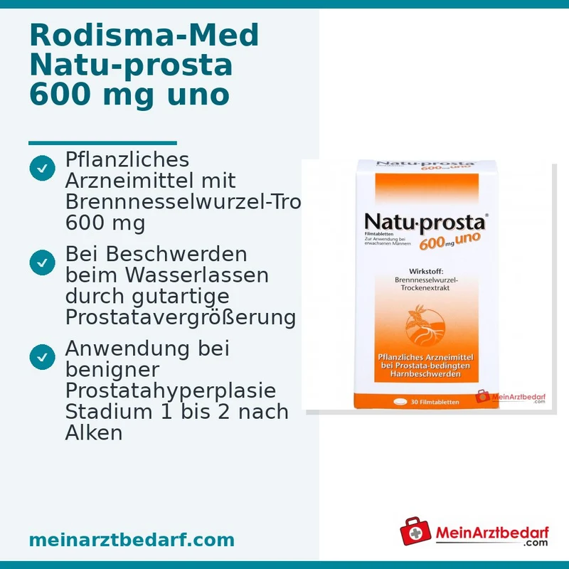 Rodisma-Med Natuprosta 600 mg uno Brennnesselwurzel-Trockenextrakt Filmtabletten, 100 St.
