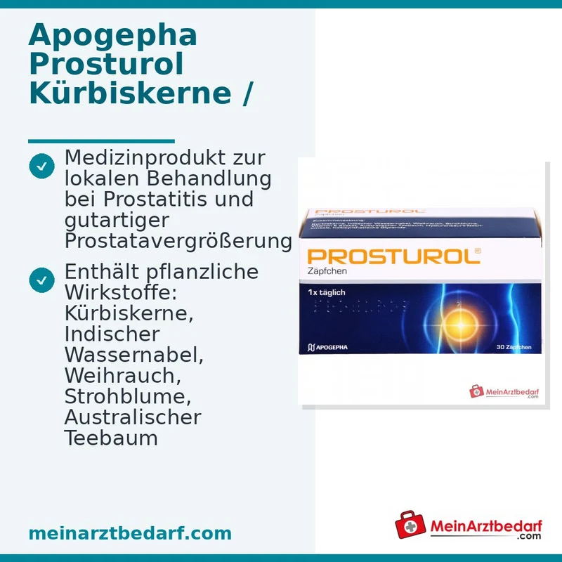 Prosturol Kürbiskerne / Indischer Wassernabel / Weihrauch / Strohblume / Vitamin E / Australischer Teebaum / Hyaluronsäure Zäpfchen, 10 St.