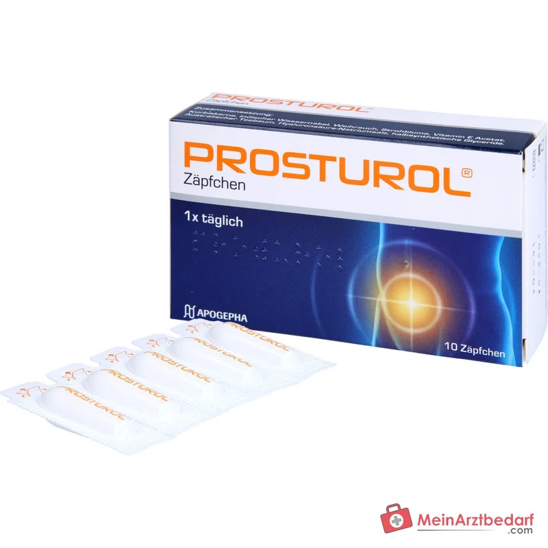 Prosturol Kürbiskerne / Indischer Wassernabel / Weihrauch / Strohblume / Vitamin E / Australischer Teebaum / Hyaluronsäure Zäpfchen, 10 St.