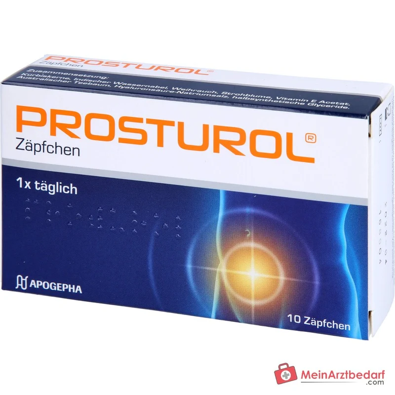 Prosturol Kürbiskerne / Indischer Wassernabel / Weihrauch / Strohblume / Vitamin E / Australischer Teebaum / Hyaluronsäure Zäpfchen, 10 St.