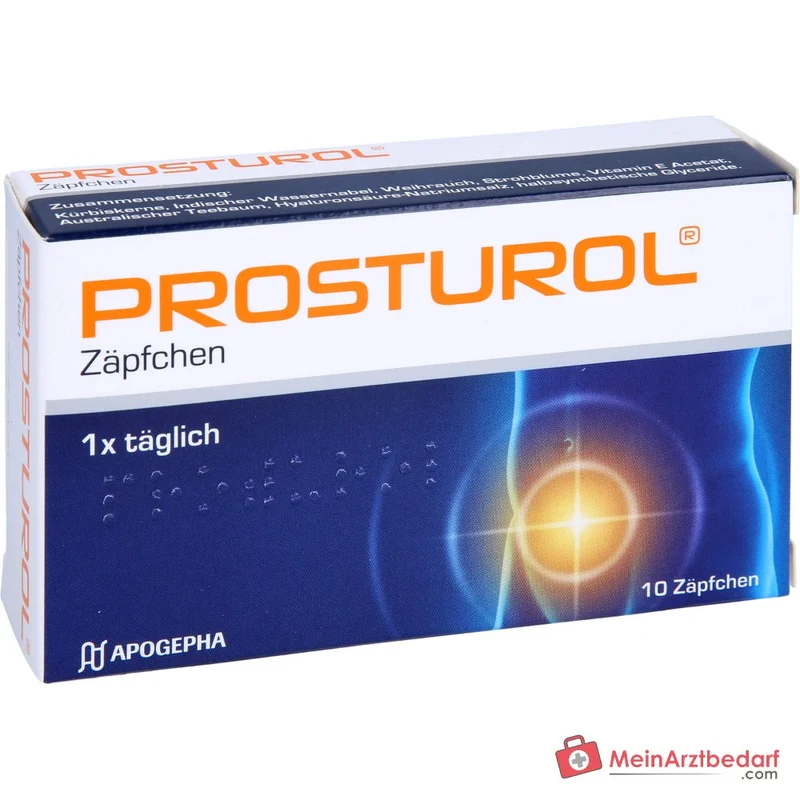 Prosturol Kürbiskerne / Indischer Wassernabel / Weihrauch / Strohblume / Vitamin E / Australischer Teebaum / Hyaluronsäure Zäpfchen, 10 St.