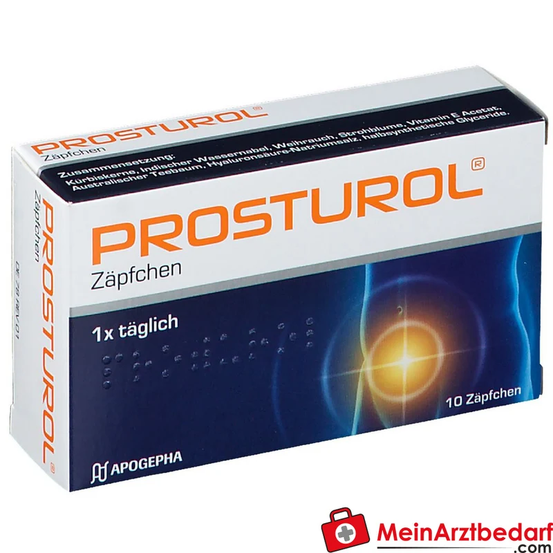 Prosturol Kürbiskerne / Indischer Wassernabel / Weihrauch / Strohblume / Vitamin E / Australischer Teebaum / Hyaluronsäure Zäpfchen, 10 St.
