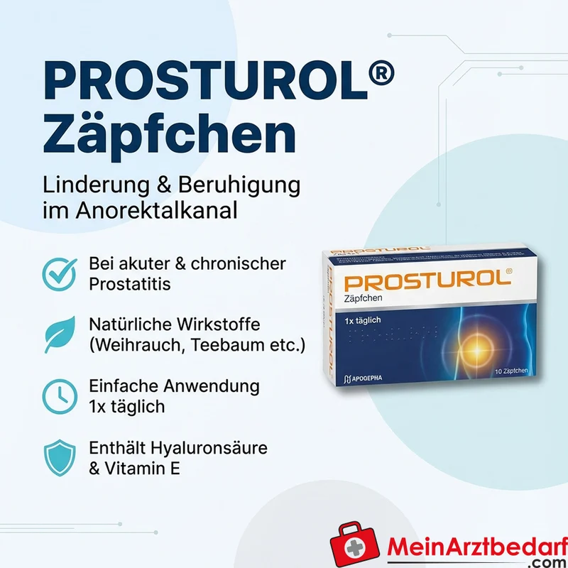 Prosturol Kürbiskerne / Indischer Wassernabel / Weihrauch / Strohblume / Vitamin E / Australischer Teebaum / Hyaluronsäure Zäpfchen, 10 St.
