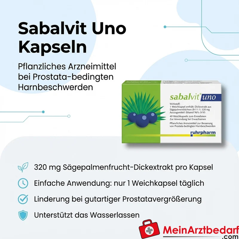 Ruhrpharm Sabalvit Uno Sägepalmenfrüchte-Dickextrakt Weichkapseln, 40 St.