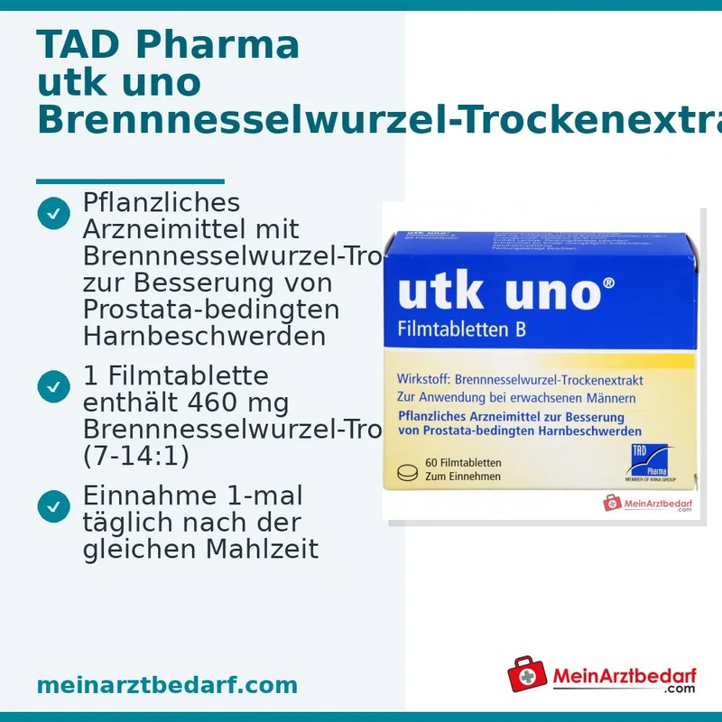 TAD Pharma utk uno Brennnesselwurzel-Trockenextrakt Filmtabletten, 120 St.