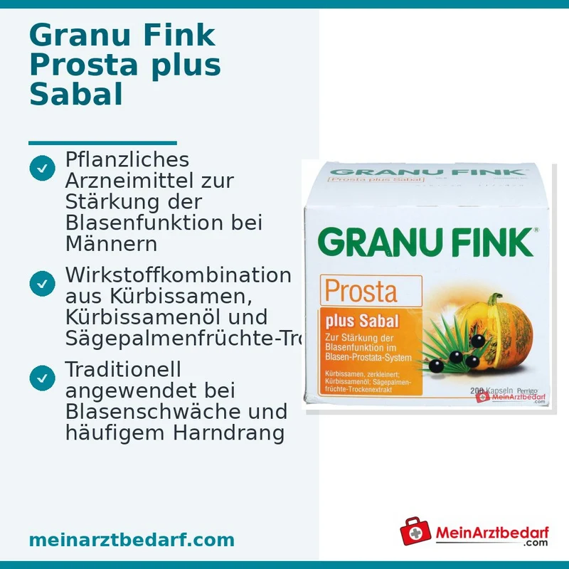 Granu Fink Prosta plus Sabal Kürbissamen / Kürbissamenöl / Sägepalmenfrüchte-Trockenextrakt Hartkapseln, 200 St.