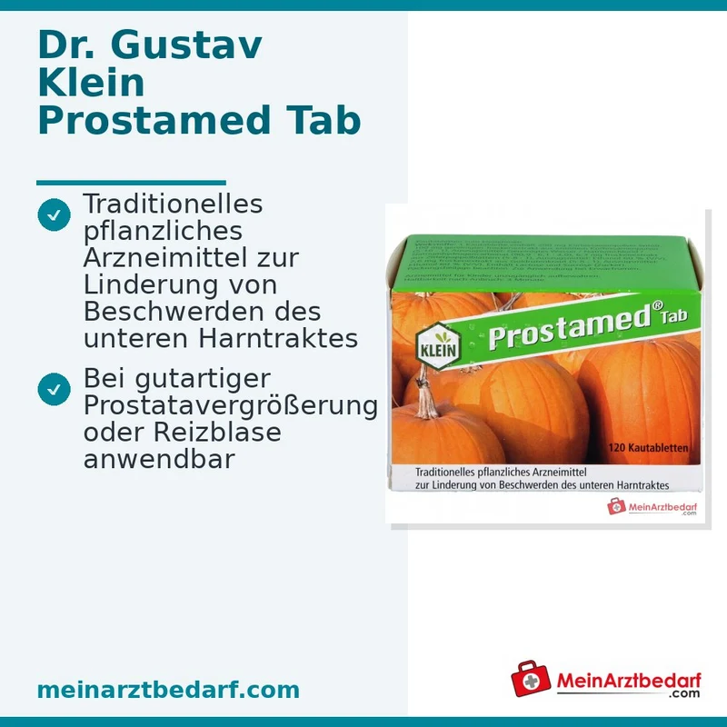 Dr. Gustav Klein Prostamed Tab Kürbissamenpulver / Kürbissamen-Trockenextrakt / Zitterpappelblätter-Trockenextrakt / Goldrutenkraut-Trockenextrakt Kautabletten, 360 St.
