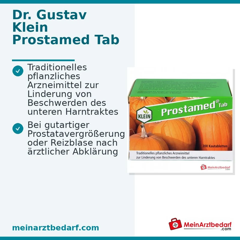 Dr. Gustav Klein Prostamed Tab Kürbissamenpulver / Kürbissamen-Trockenextrakt / Zitterpappelblätter-Trockenextrakt / Goldrutenkraut-Trockenextrakt Kautabletten, 360 St.