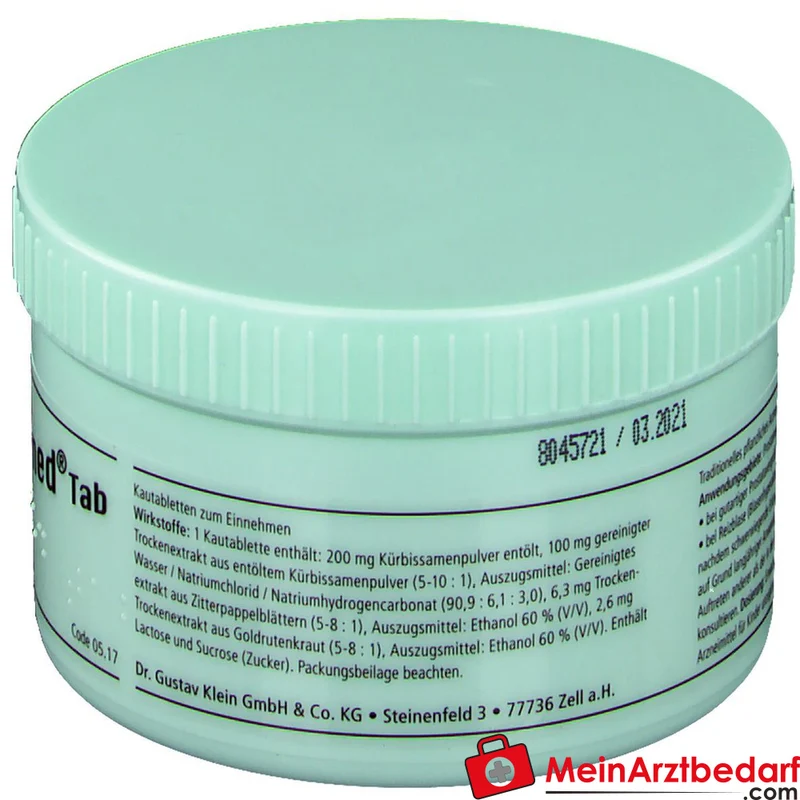 Dr. Gustav Klein Prostamed Tab Kürbissamenpulver / Kürbissamen-Trockenextrakt / Zitterpappelblätter-Trockenextrakt / Goldrutenkraut-Trockenextrakt Kautabletten, 360 St.