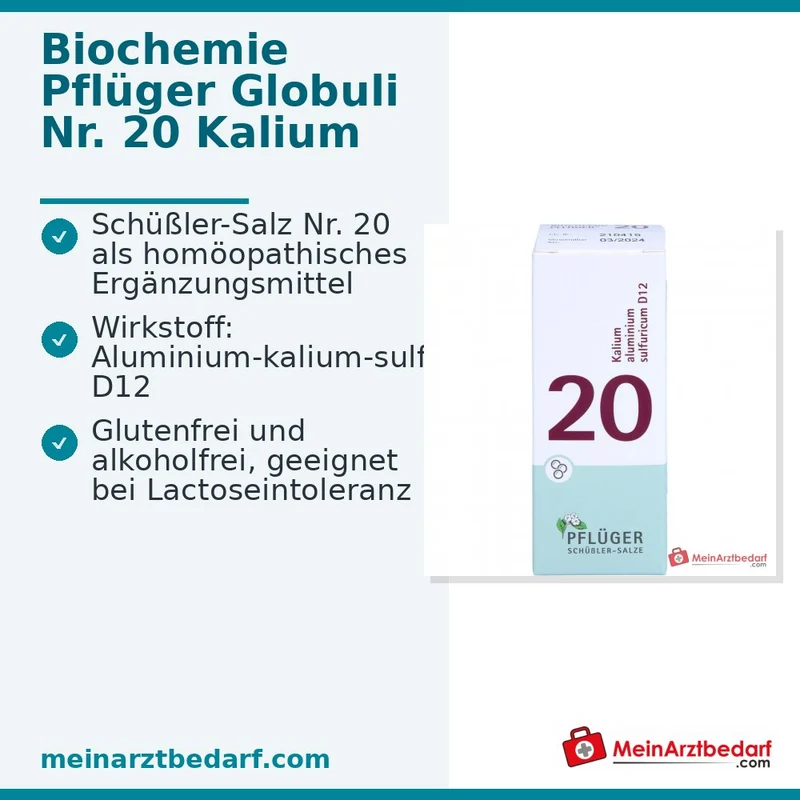 Biochemie Pflüger Globuli Nr. 20 Kalium aluminium sulfuricum D12 Streukügelchen, 15 g