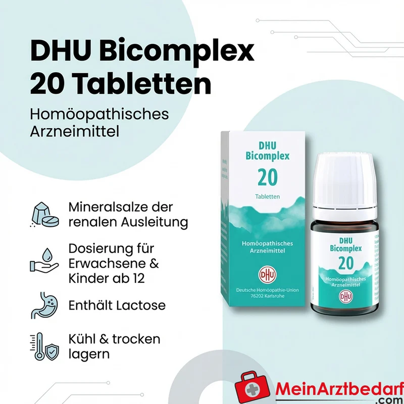 DHU Bicomplex 20 Tabletten 150 Stück – Ferrum phosphoricum D12, Kalium arsenicosum D6, Kalium chloratum D6, Kalium sulfuricum D6