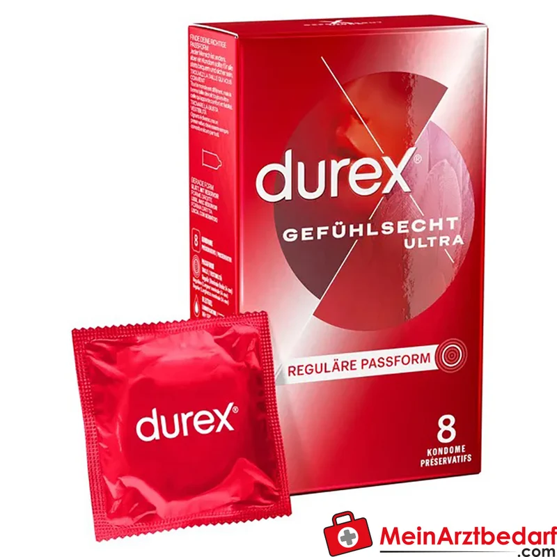 Durex Gefühlsecht Ultra Kondome 54 mm, extra dünn, mit Silikongleitgel