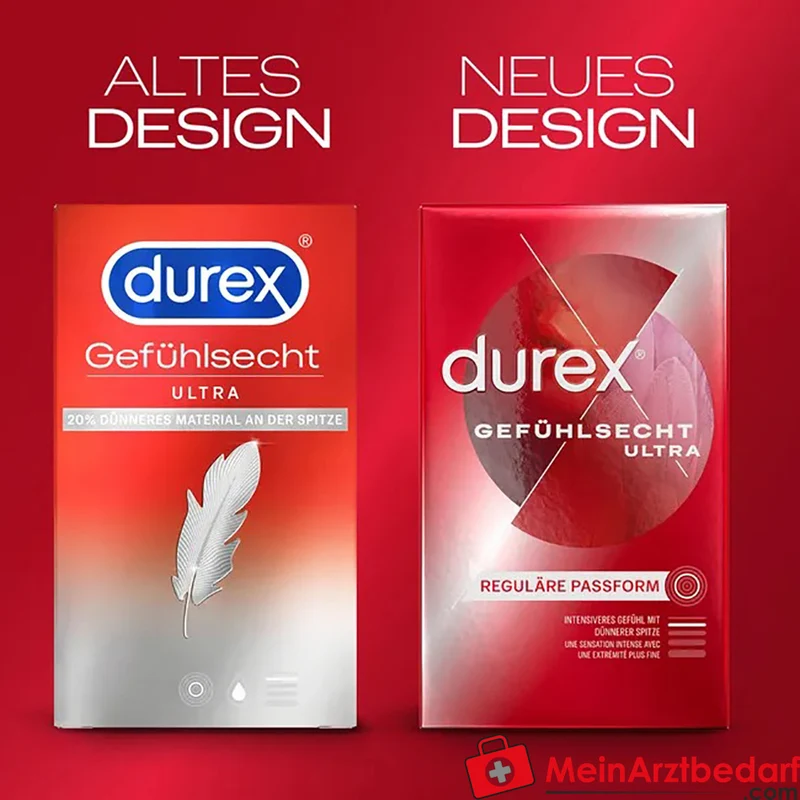 Durex Gefühlsecht Ultra Kondome 54 mm, extra dünn, mit Silikongleitgel