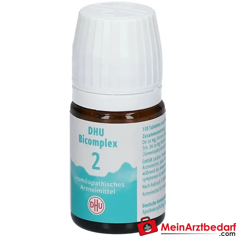 DHU Bicomplex 2 Tabletten – Calcium phosphoricum D6, Ferrum phosphoricum D6, Kalium phosphoricum D6, Natrium chloratum D6, Silicea D12, 150 Stück