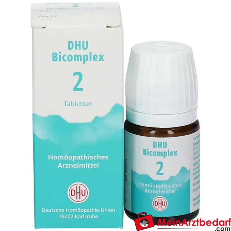 DHU Bicomplex 2 Tabletten – Calcium phosphoricum D6, Ferrum phosphoricum D6, Kalium phosphoricum D6, Natrium chloratum D6, Silicea D12, 150 Stück