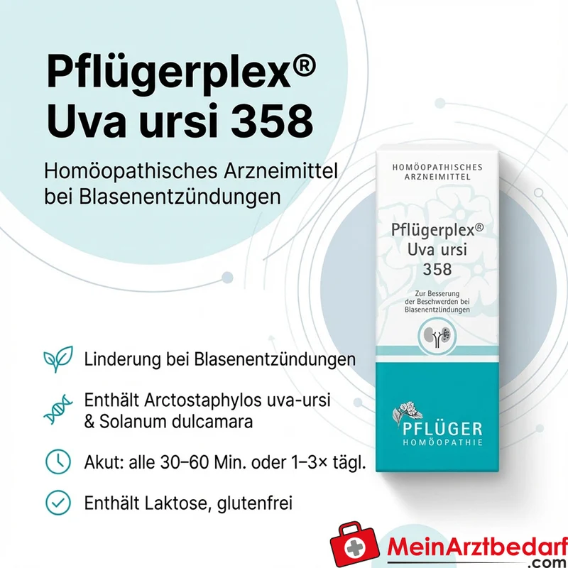 Pflüger Pflügerplex Uva ursi 358 Aconitum napellus / Arctostaphylos uva-ursi / Colocynthis / Hydrargyrum bichloratum / Lytta vesicatoria / Solanum dulcamara / Thuja occidentalis Tabletten, 100 St.