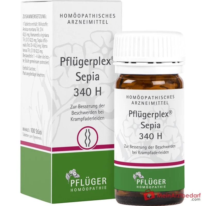 Pflüger Pflügerplex Sepia 340 H Arnica montana / Hamamelis virginiana / Sepia officinalis / Vipera berus Tabletten, 100 St.