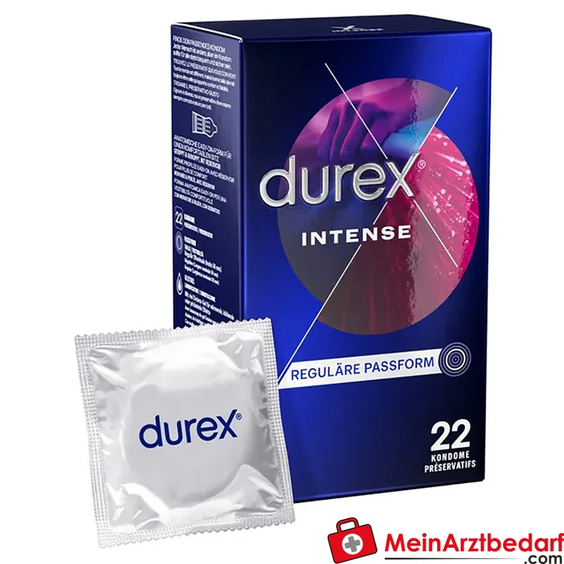 Durex Intense Kondome gerippt genoppt mit Desirex-Gel Easy-On-Form