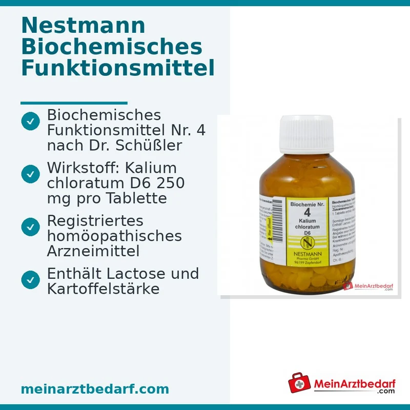 Nestmann Biochemisches Funktionsmittel Nr. 4 Kalium chloratum D6 Tabletten, 100 St.