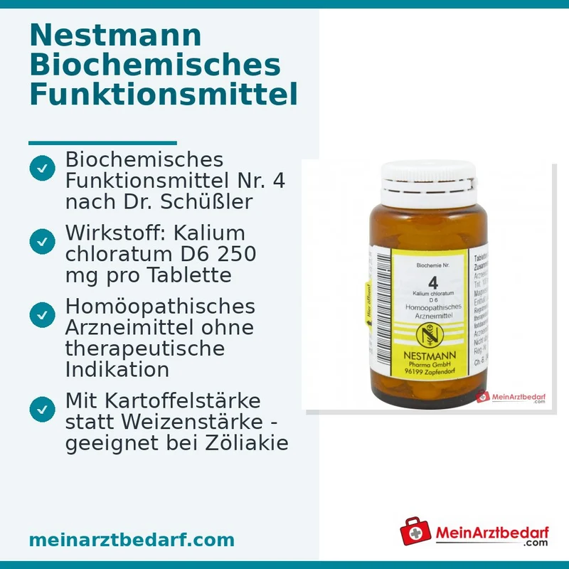 Nestmann Biochemisches Funktionsmittel Nr. 4 Kalium chloratum D6 Tabletten, 100 St.