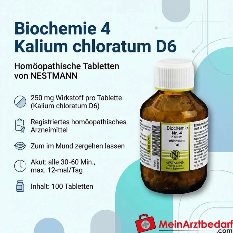 Nestmann Biochemisches Funktionsmittel Nr. 4 Kalium chloratum D6 Tabletten, 100 St.