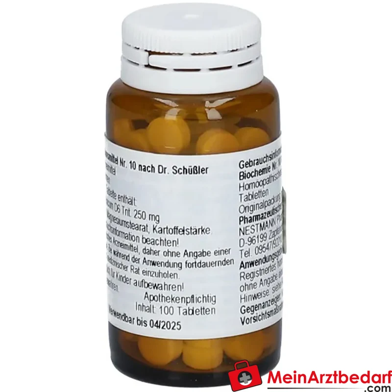 Nestmann Biochemisches Funktionsmittel Nr. 10 Natrium sulfuricum D6 nach Dr. Schüßler Tabletten, 100 St.